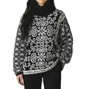 Casual‎ Corner Vintage NWT Black & White Lambswool Blend Turtleneck Sweater XL
